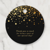 Gold Foil Confetti Black Wedding Bedankt Bedankjes Labels (Achterkant)
