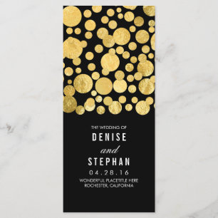 Gold Foil Confetti Black Wedding Programmes