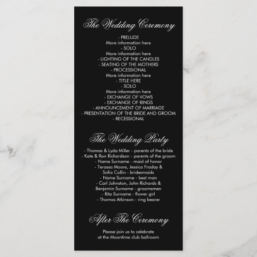 Gold Foil Confetti Black Wedding Programmes (Dos)