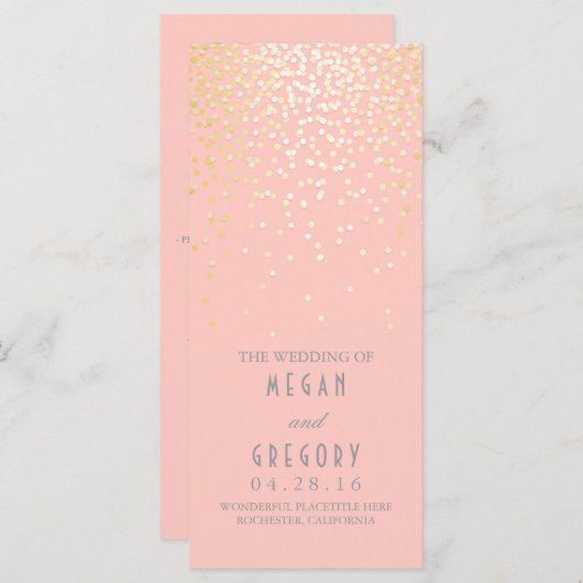 Gold Foil Confetti Blush Wedding Programma's (Voorkant / Achterkant)