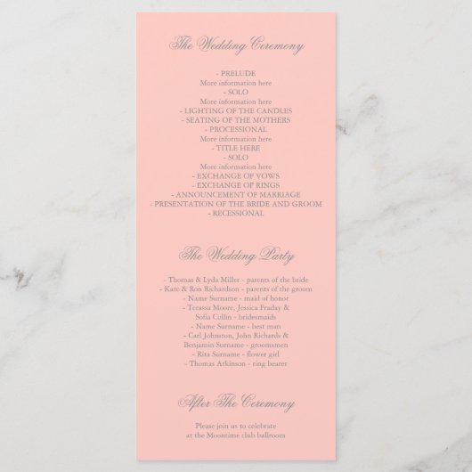 Gold Foil Confetti Blush Wedding Programmes (Dos)