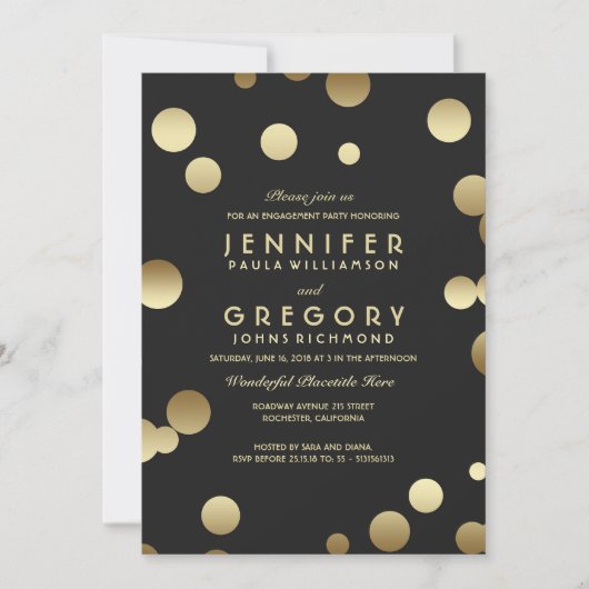Gold Foil Confetti Engagement Party Kaart (Voorkant)
