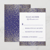 Gold Foil Confetti Marine Wedding Cartes RSVP (Devant / Derrière)