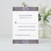 Gold Foil Confetti Navy Wedding RSVP Kaarten (Staand voorkant)