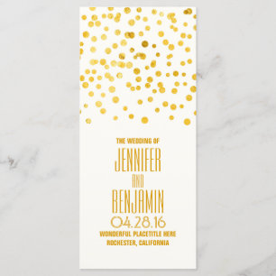Gold Foil Confetti Programmes de mariage
