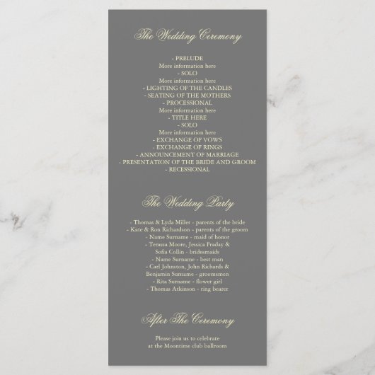 Gold Foil Confetti Programmes de mariage (Dos)