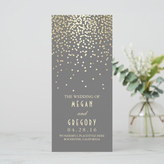 Gold Foil Confetti Programmes de mariage (Debout devant)
