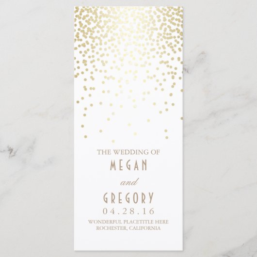 Gold Foil Confetti Programmes de mariage blanc (Devant)