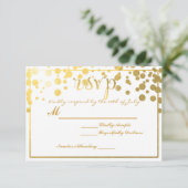 Gold Foil Confetti RSVP Mariage invitation par car (Debout devant)