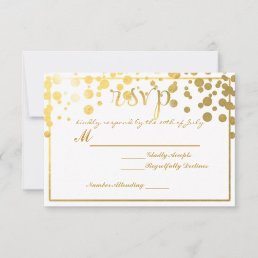 Gold Foil Confetti RSVP Uitnodiging trouwkaart (Voorkant)