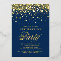 Gold Foil Confetti Stippen Blue New Year