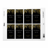 Gold Foil Confetti Stippen Elegant Black Wine Labe Etiket (Full Sheet)