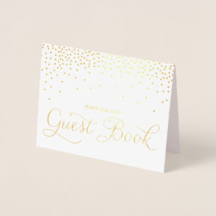 Gold Foil Confetti Stippen Guest Book Weddenschap Folie Kaarten