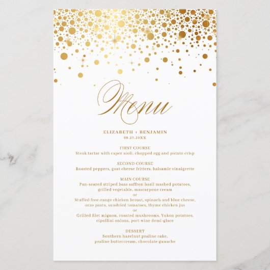 Gold Foil Confetti Stippen Weddenningkaart (Voorkant)