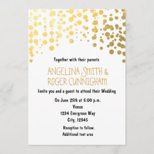Gold Foil Confetti Stippen White Weduwen Uitnodigi Kaart