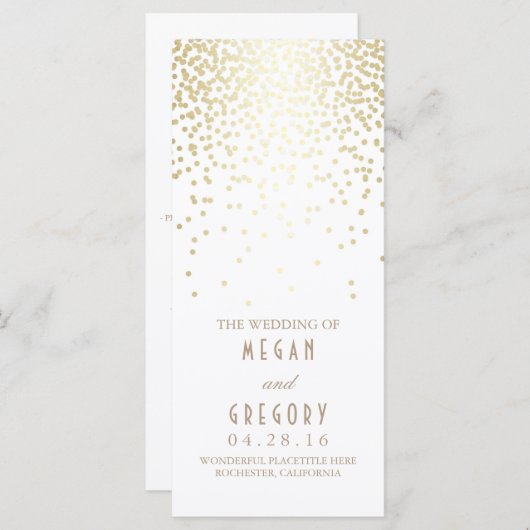 Gold Foil Confetti White Wedding Programma's (Voorkant / Achterkant)