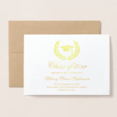 Gold Foil Crest Photo Afstuderen Invitation Folie Kaarten (Voorkant met envelop)
