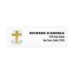 Gold Foil Croix Étiquettes de adresse religieux