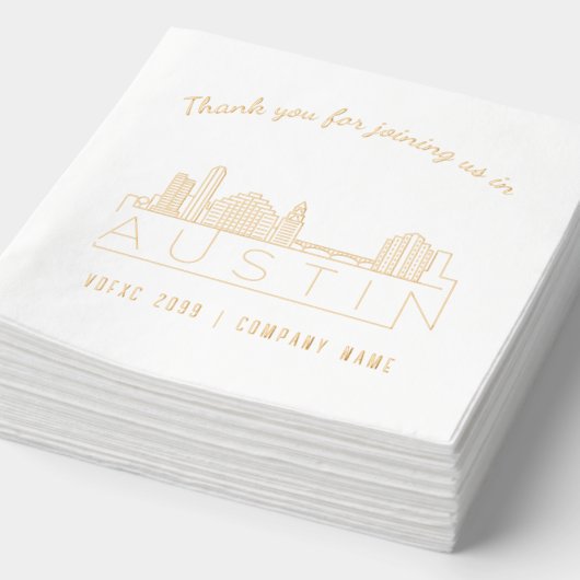 Gold Foil Custom Austin Corporate Event Napkins (Détail)