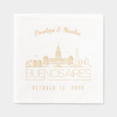 Gold Foil Custom Buenos Aires Mariage Napkins (Recto)