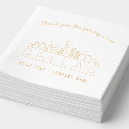Gold Foil Custom Dallas Corporate Event Napkins (Détail)