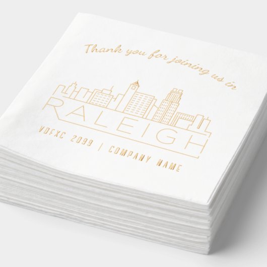Gold Foil Custom Raleigh Corporate Event Napkins (Détail)