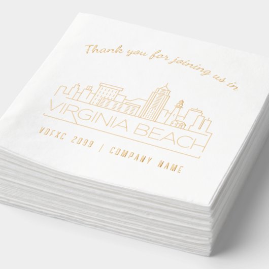 Gold Foil Custom Virginia Beach Event Napkins (Détail)
