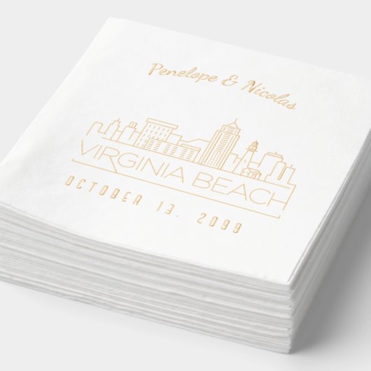 Gold Foil Custom Virginia Beach Wedding Napkins (Détail)