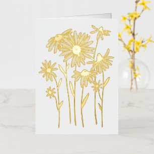 Gold Foil Daisies Cheerful Custom Text Folie Wenskaart