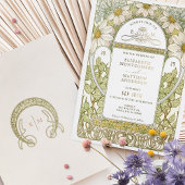 Gold Foil Daisies Mariage Invitations Art Nouveau