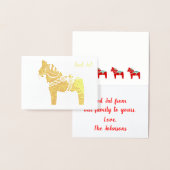 Gold Foil Dala Horse God Jul Carte de voeux (Affichage)