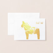 Gold Foil Dala Horse God Jul Carte de voeux (Devant avec enveloppe)