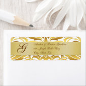 Gold Foil Damask Monogramme Nouvel An Étiquettes d (En situation)