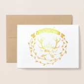 Gold Foil Deer Antler Wreath Wedding Invitations (Devant avec enveloppe)