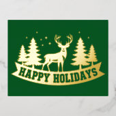 Gold Foil Deer Kerst Kaart (Voorkant)