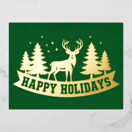 Gold Foil Deer Kerst Kaart