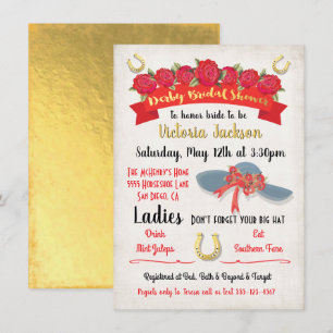 Gold Foil Derby Bridal Shower-uitvindingen Kaart