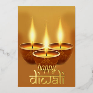 Gold Foil Diwali Wenskaart Folie Feestdagenkaart