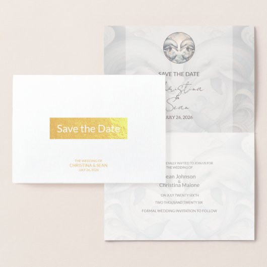 Gold Foil Dolphin Wedding Save the Date Folie Kaarten (Display)