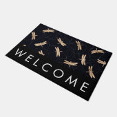 Gold Foil Dragonfly Print Welcome Mat (Schuin)
