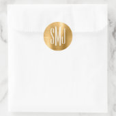 Gold Foil DrieletterMonogram Ronde Sticker (Tas)