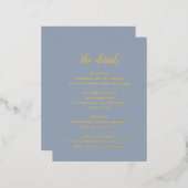 Gold Foil Dusty Blue Weddenschap Enclosure Card Folie Uitnodiging Briefkaart (Voorkant / Achterkant)