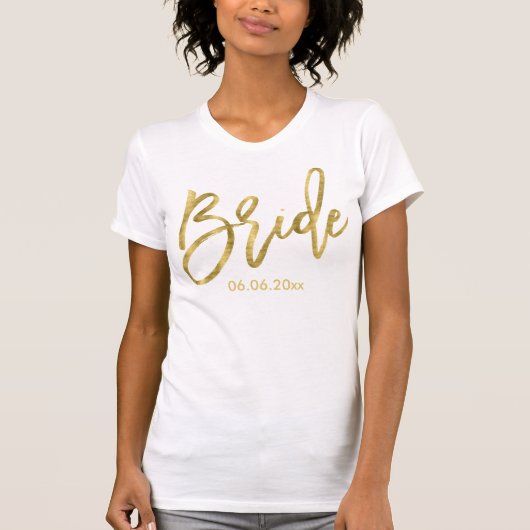 Gold Foil Effect Bruid Shirten T-shirt (Voorkant)