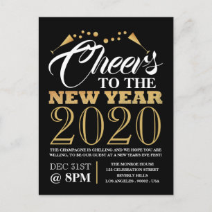 Gold Foil-effect, Champagne Bubbles, nieuwjaar Briefkaart