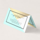Gold Foil-effect en Aqua Geometric Double Loyalty Visitekaartjes (Achterkant)