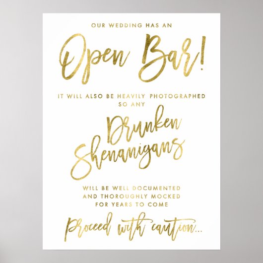 Gold Foil-effect Ons huwelijk heeft een open balkt Poster (Voorkant)