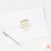 Gold Foil Effect Typografie Merry Kerstry Ronde Sticker (Envelop)