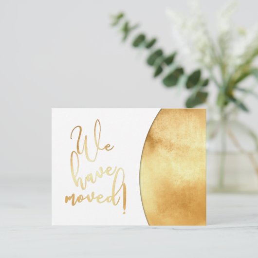 Gold Foil Effect, "We hebben bewogen" Aankondiging (Staand voorkant)