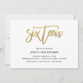 Gold Foil Effet 16e anniversaire Invitation (Devant)