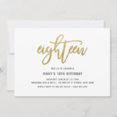 Gold Foil Effet 18e anniversaire Invitation (Devant)
